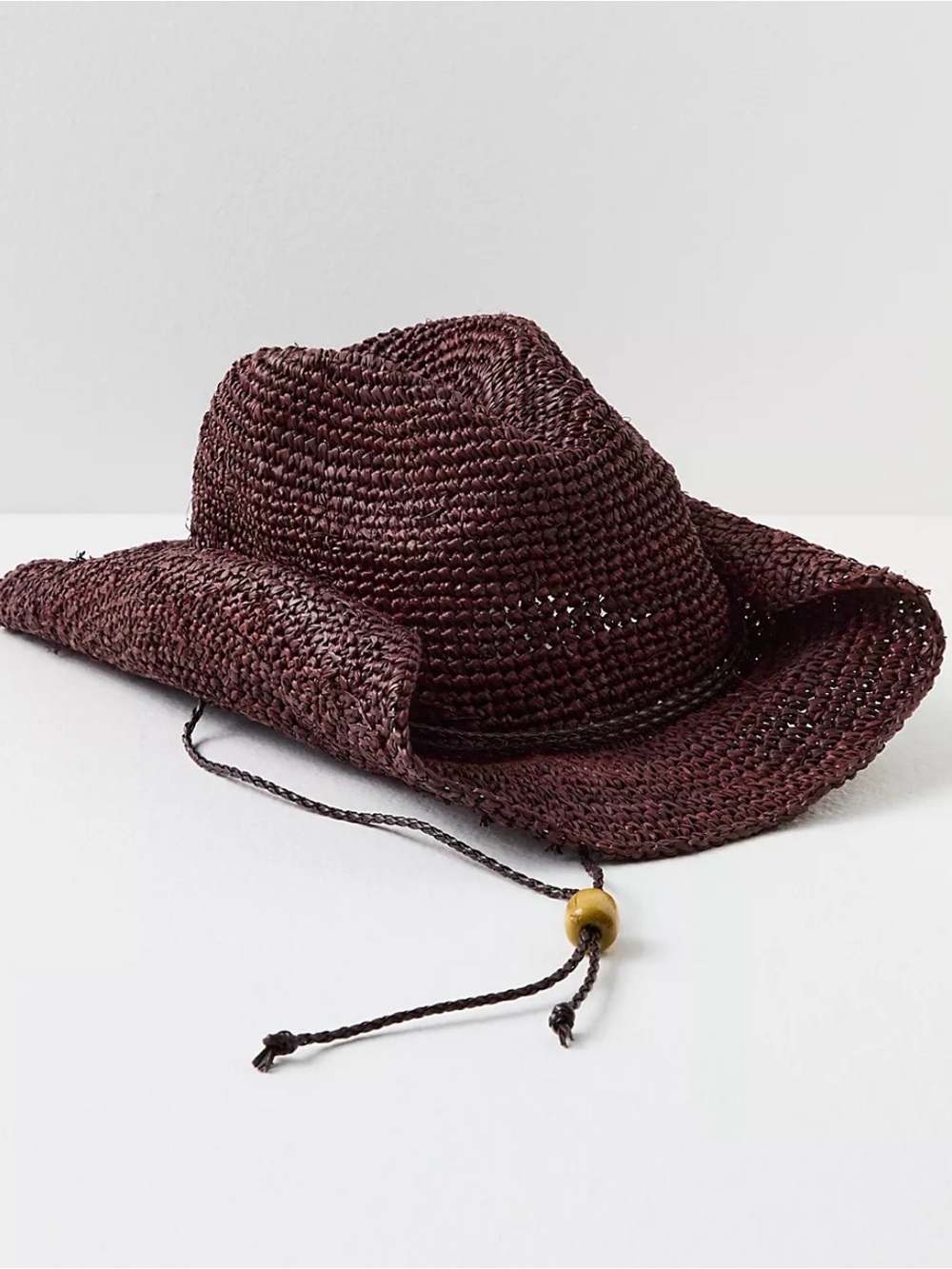 Free People Woven Raffia Straw Cowboy Hat in Dark Brown